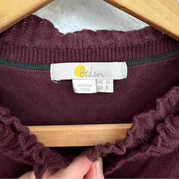 Boden Frederica Pointelle Wool Blend Cardigan in Deep Wisteria - Picture 15 of 16